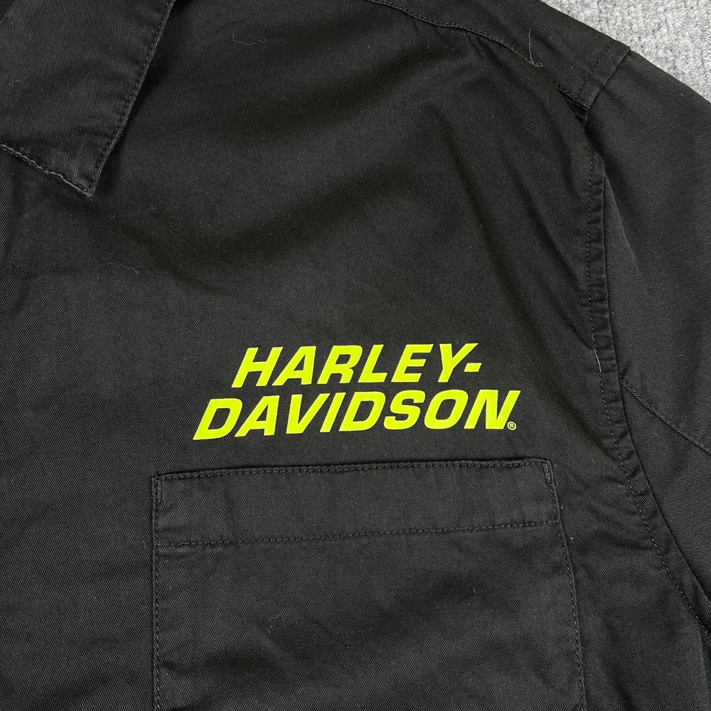 Harley Davidson Shirt Mens 3XL Black Green Skull Milwaukee Riding Button Up - Picture 7 of 10